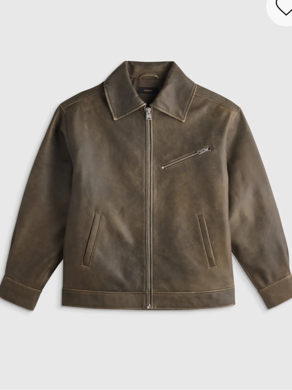 Quince women’s  oversized Brown Leather Zip Jacket - Picture 2 of 5